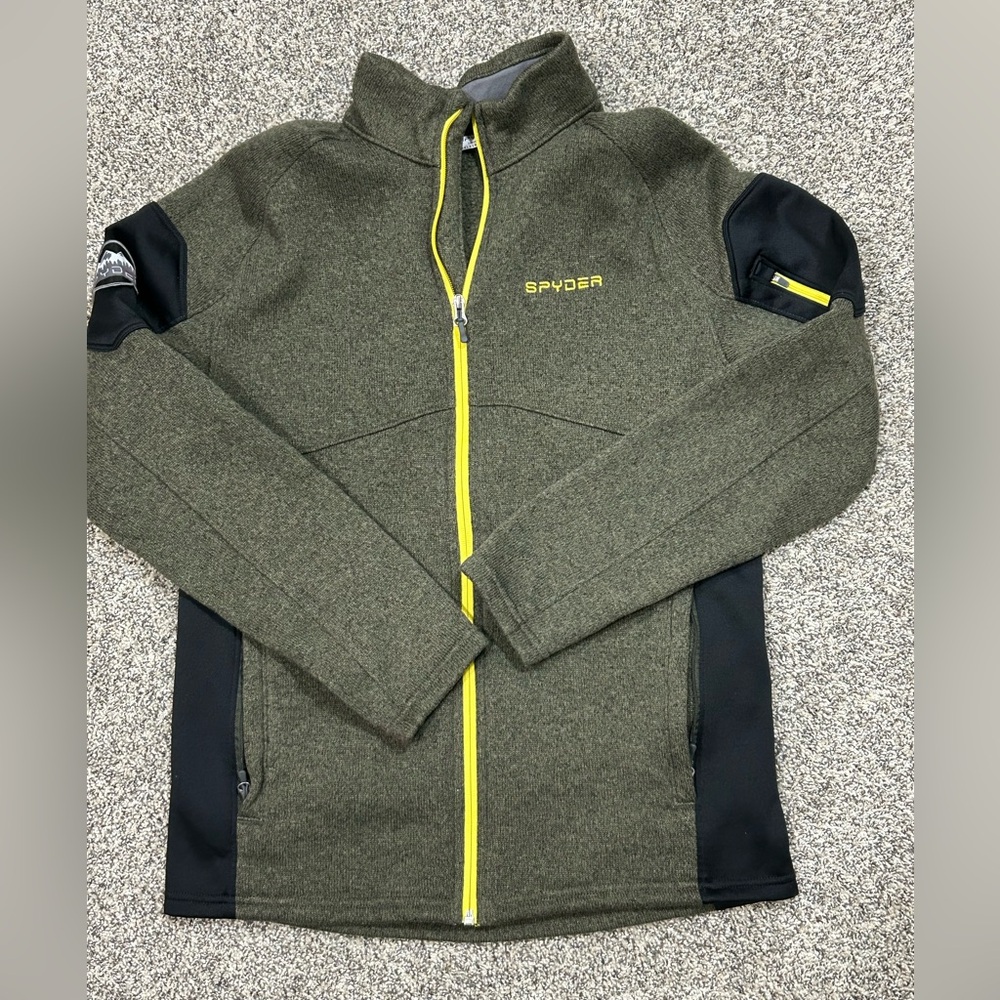 Spyder Men’s Olive and Black Full Zip Sweater/Woven Jacket size M